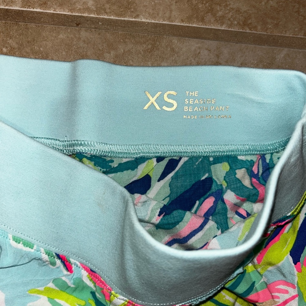 Lilly Pulitzer Seaside Beach Pant Multi-Color Island Time Sz XS Palms - Picture 5 of 7